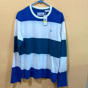 Men’s Tee white with Blue bands